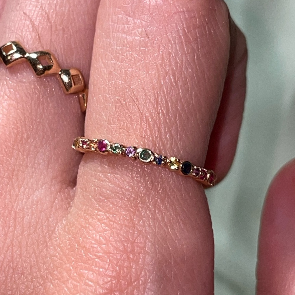 14k gold rainbow gemstone band